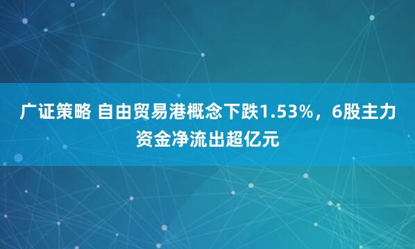 广证策略 自由贸易港概念下跌1.53%，6股主力资金净流出超亿元